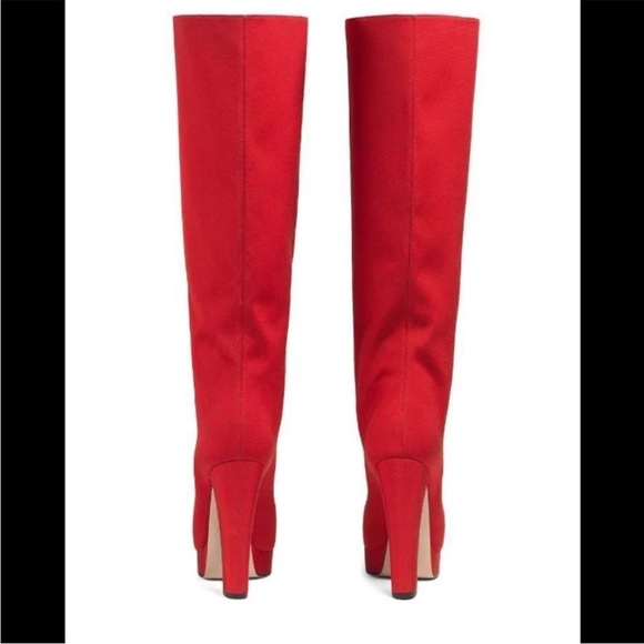 Gucci red ribbed boots new 38 E103 - Picture 3 of 7